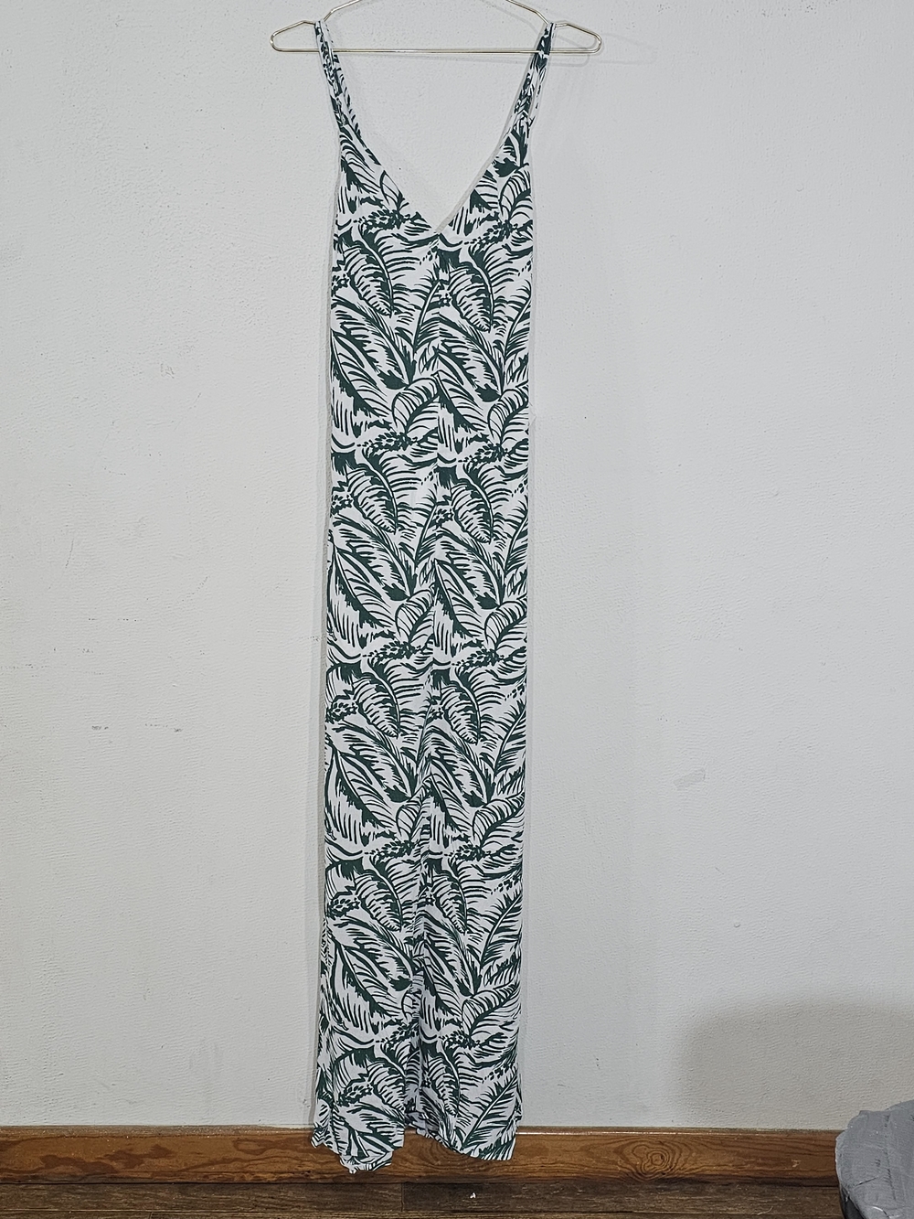 Harlyn Anthropologie Palm Leaf Maxi Dress Size S Green White Tropical - Picture 5 of 13
